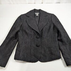 Ann Taylor Brocade Jacket Womens 6P black Wool Blend